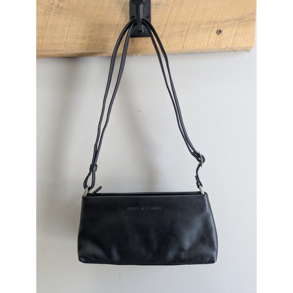 Derek Alexander Crossbody Handbag Genuine Leather Black Armpit Shoulder Purse